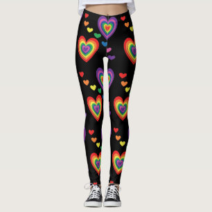 Roligt och färgstarka regnbågshögar leggings