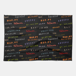 Roligt och färgstarka typograferingspirit Hallowee Kökshandduk