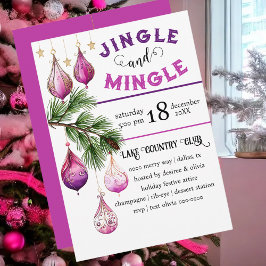 Roligt och Festive Jingle och Mingle Rosa Party Inbjudningar