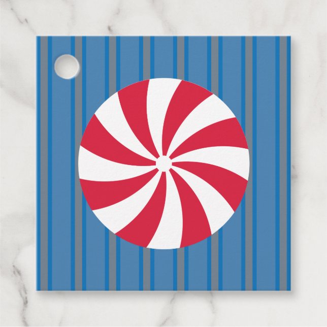 Roligt och Finare Blue-jul Peppermint Candy Gåvor Etiketter (Framsida)