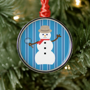 Roligt och Finare Blue Snögubbe Julgransprydnad Metall