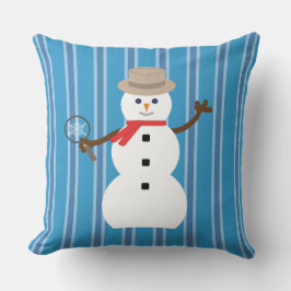 Roligt och Finare Blue Snögubbe Kudde