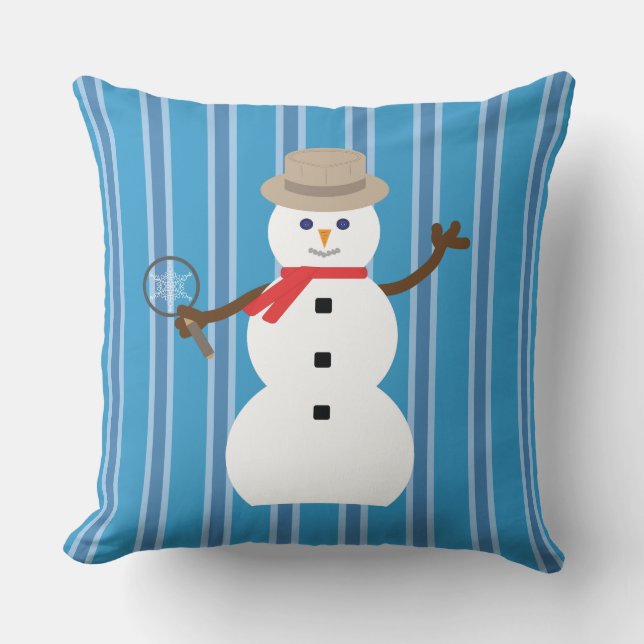 Roligt och Finare Blue Snögubbe Kudde (Framsida)