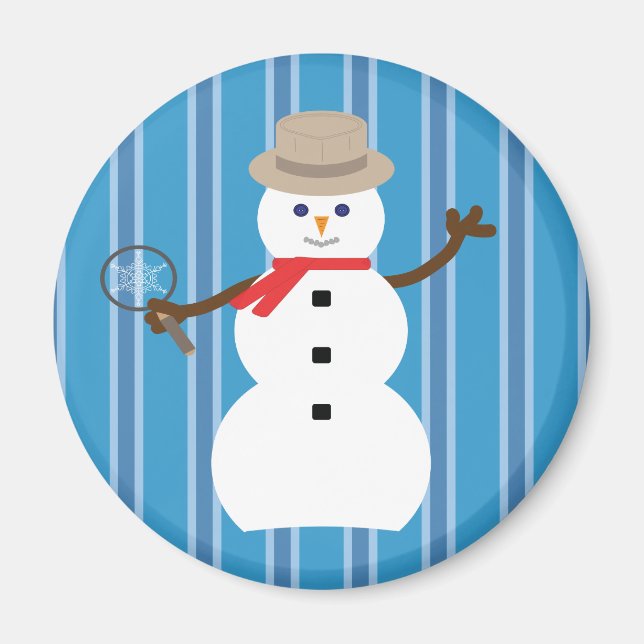 Roligt och Finare Blue Snögubbe Magnet (Framsidan)