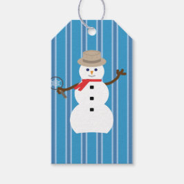 Roligt och Finare Blue Snögubbe Presentetikett