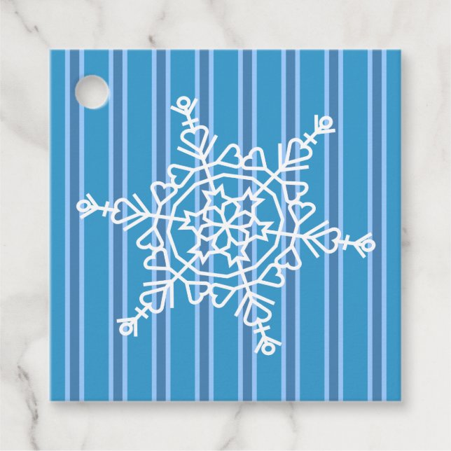 Roligt och Finare Blue Snowflake Gåvor Etiketter (Framsida)