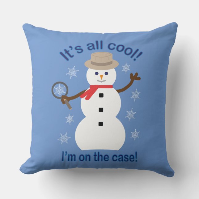 Roligt och Finare Det är All Coola Snögubbe detekt Kudde (Framsida)