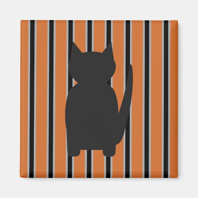 Roligt och Finare Halloween Black Silhouette Cats Magnet (Framsidan)