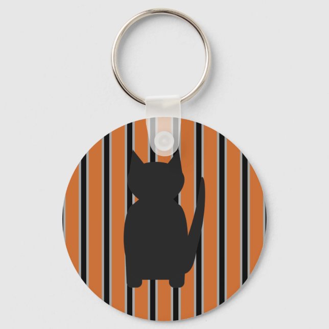 Roligt och Finare Halloween Black Silhouette Cats Nyckelring (Framsida)