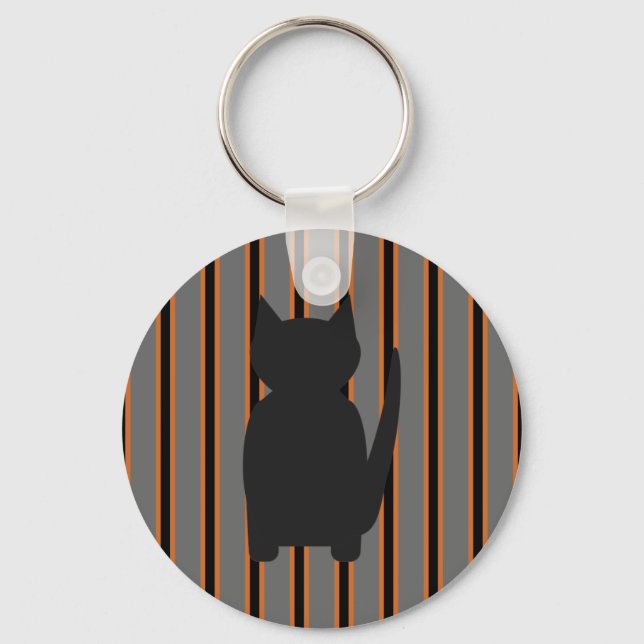 Roligt och Finare Halloween Black Silhouette Cats Nyckelring (Framsida)