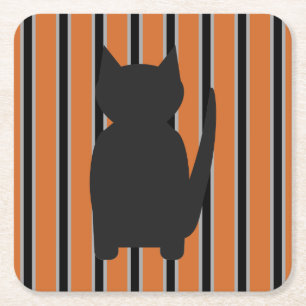 Roligt och Finare Halloween Black Silhouette Cats Underlägg Papper Kvadrat