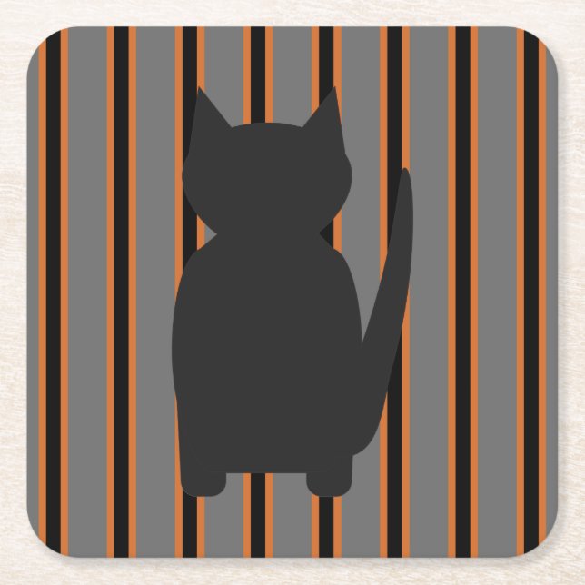 Roligt och Finare Halloween Black Silhouette Cats Underlägg Papper Kvadrat (Framsidan)
