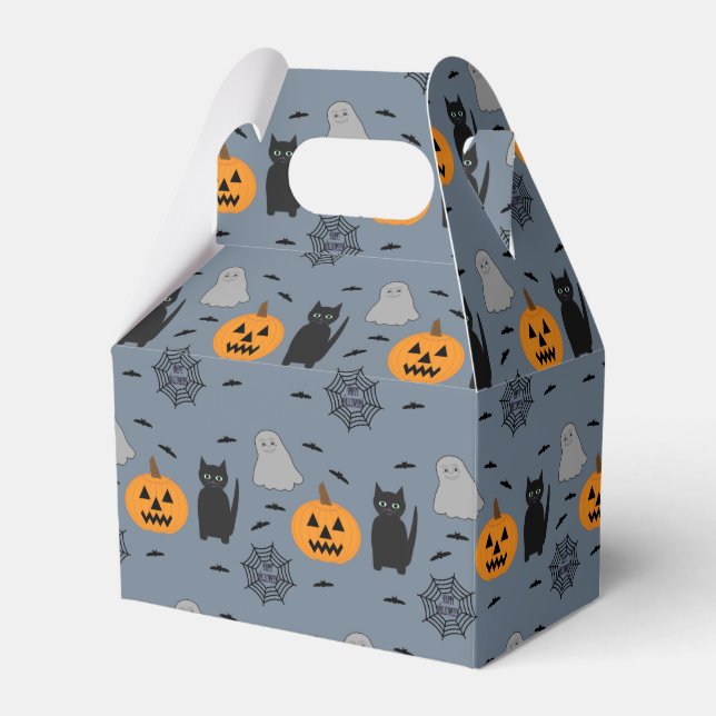 Roligt och Finare Halloween Cat Ghost Pumpkin Webb Presentaskar (Framsidan Sidan)