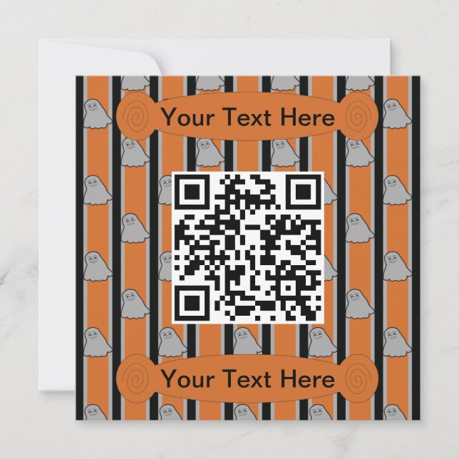 Roligt och Finare Halloween Ghost QR-kod Inbjudningar (Framsida)