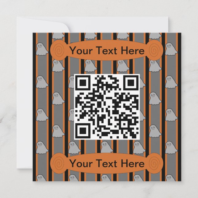 Roligt och Finare Halloween Ghost QR-kod Inbjudningar (Framsida)