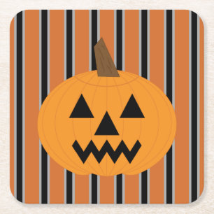 Roligt och Finare Halloween Pumpkins Underlägg Papper Kvadrat