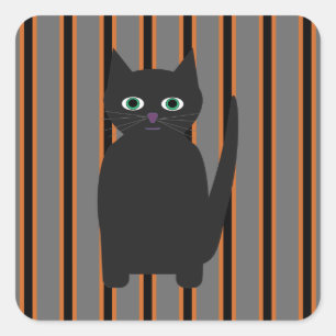 Roligt och Finare Halloween Svarta katter Fyrkantigt Klistermärke