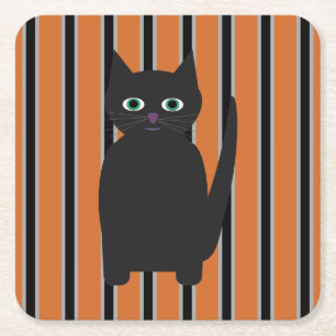Roligt och Finare Halloween Svarta katter Underlägg Papper Kvadrat
