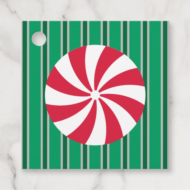 Roligt och Finare Jul Peppermint Candy Gåvor Etiketter (Framsida)