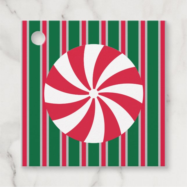 Roligt och Finare Jul Peppermint Candy Gåvor Etiketter (Framsida)