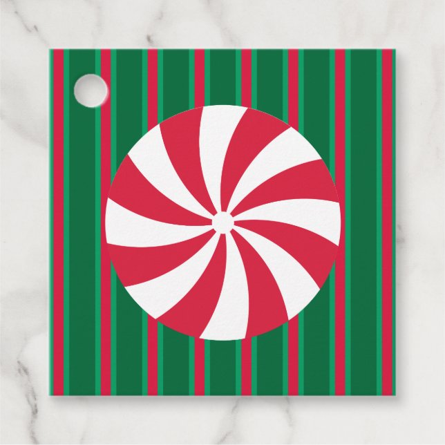 Roligt och Finare Jul Peppermint Candy Gåvor Etiketter (Framsida)