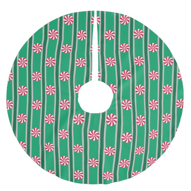 Roligt och Finare Jul Peppermint Candy Julgransmatta Borstad Polyester (Framsidan)