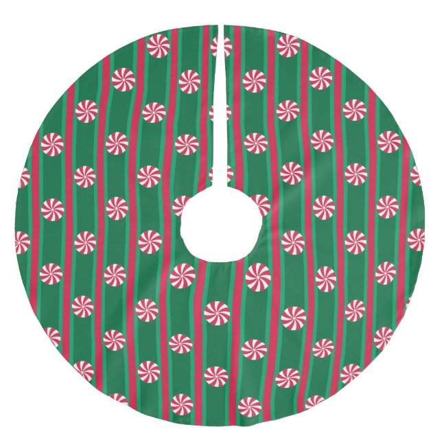 Roligt och Finare Jul Peppermint Candy Julgransmatta Borstad Polyester (Framsidan)