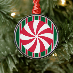 Roligt och Finare Jul Peppermint Candy Julgransprydnad Metall