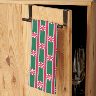 Roligt och Finare Jul Peppermint Candy Kökshandduk