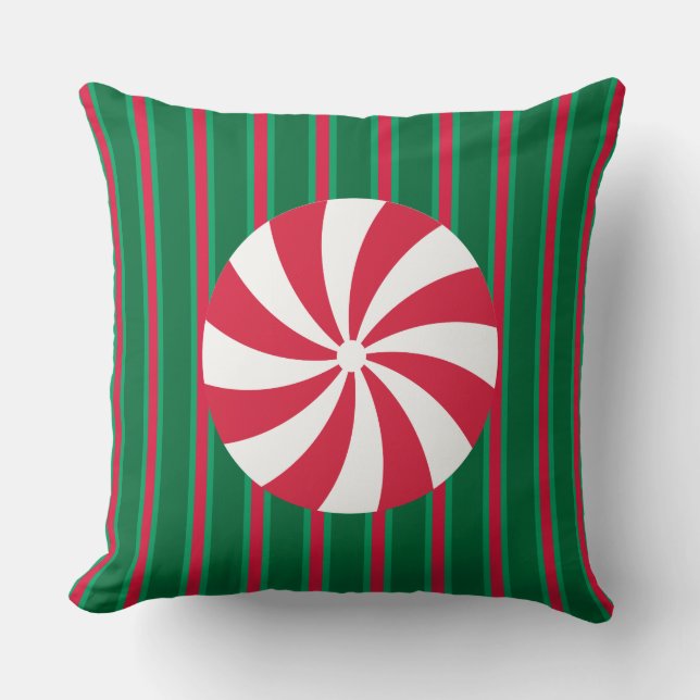 Roligt och Finare Jul Peppermint Candy Kudde (Framsida)