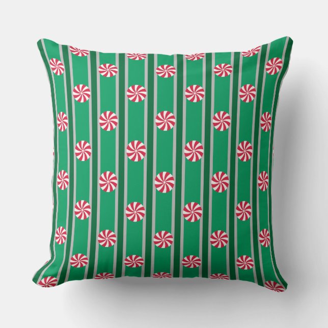 Roligt och Finare Jul Peppermint Candy Kudde (Framsida)