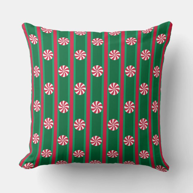 Roligt och Finare Jul Peppermint Candy Kudde (Framsida)