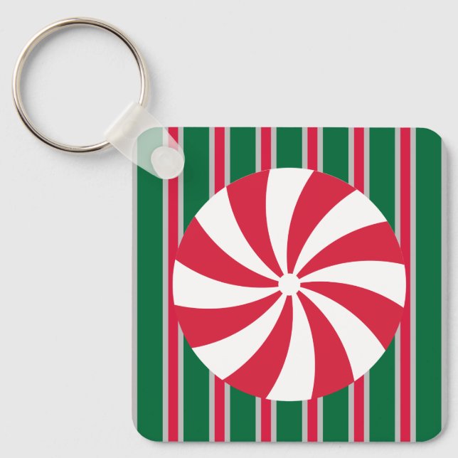 Roligt och Finare Jul Peppermint Candy Nyckelring (Framsida)