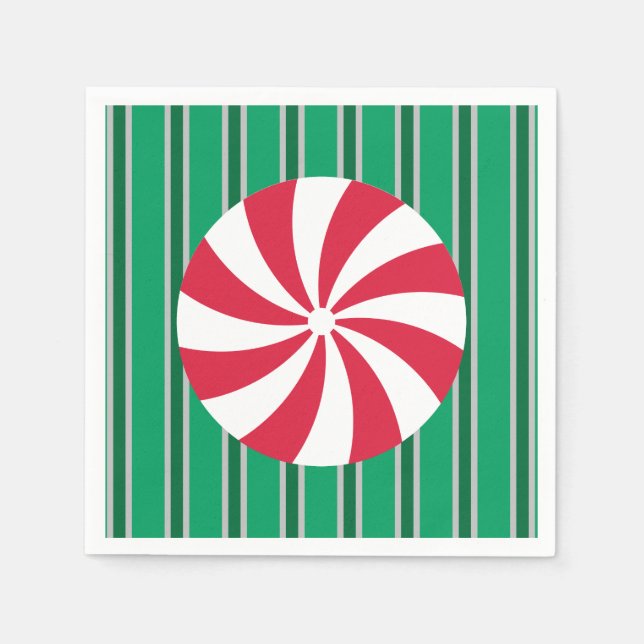 Roligt och Finare Jul Peppermint Candy Pappersservett (Framsidan)