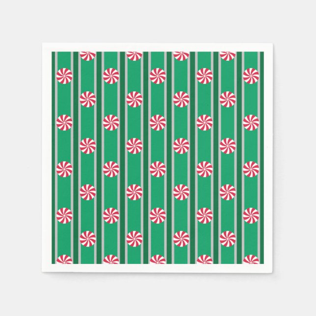 Roligt och Finare Jul Peppermint Candy Pappersservett (Framsidan)