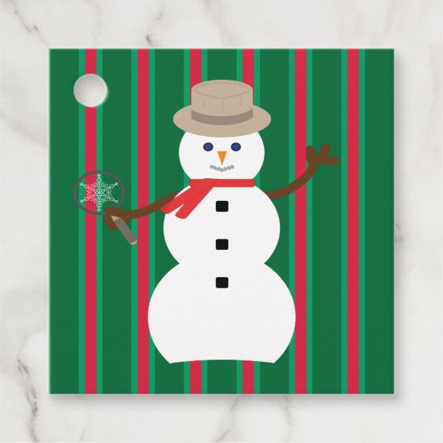 Roligt och Finare julinspektör Snögubbe Gåvor Etiketter (Framsida)