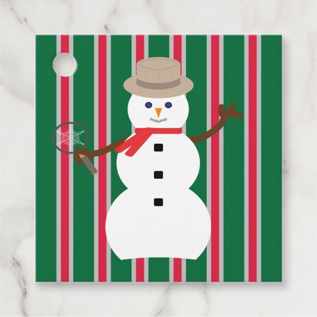 Roligt och Finare julinspektör Snögubbe Gåvor Etiketter (Framsida)