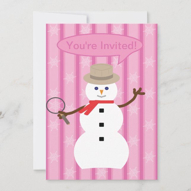 Roligt och Finare julinspektör Snögubbe Inbjudningar (Framsida)