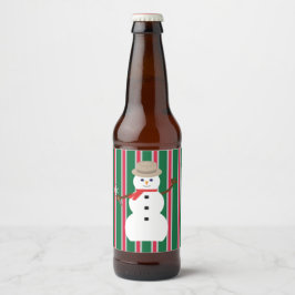 Roligt och Finare julinspektör Snögubbe Ölflaska Etikett