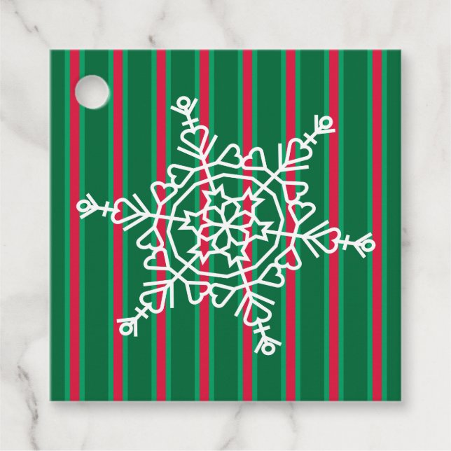 Roligt och Finare Julsnöflake Gåvor Etiketter (Framsida)