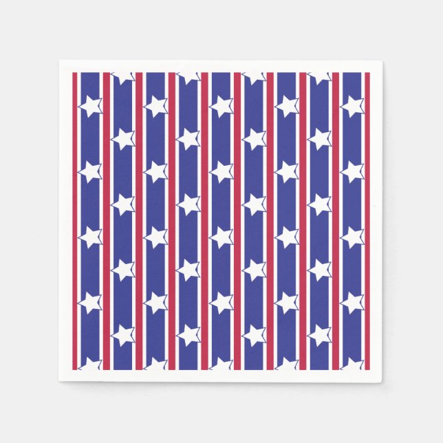 Roligt och Finare Patriotic Stars och stripes Pappersservett (Framsidan)
