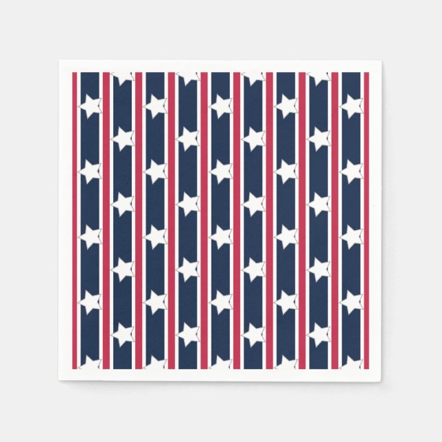 Roligt och Finare Patriotic Stars och stripes Pappersservett (Framsidan)