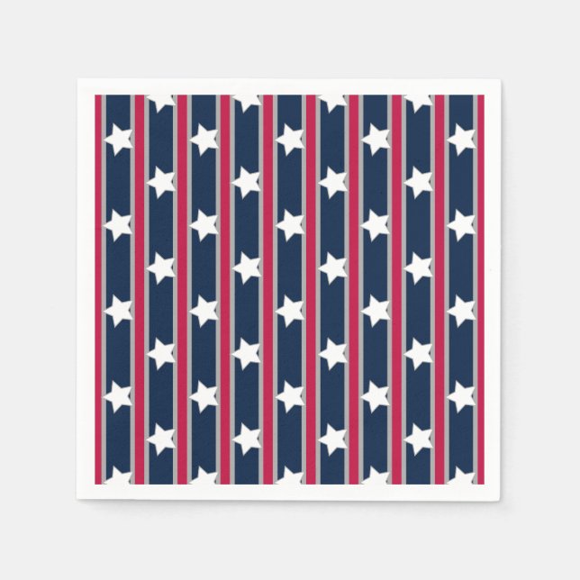Roligt och Finare Patriotic Stars och stripes Pappersservett (Framsidan)