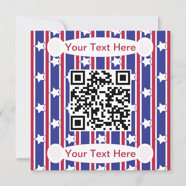 Roligt och Finare Patriotic Stars och stripes QR Inbjudningar (Framsida)
