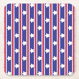 Roligt och Finare Patriotic Stars och stripes Underlägg Papper Kvadrat
