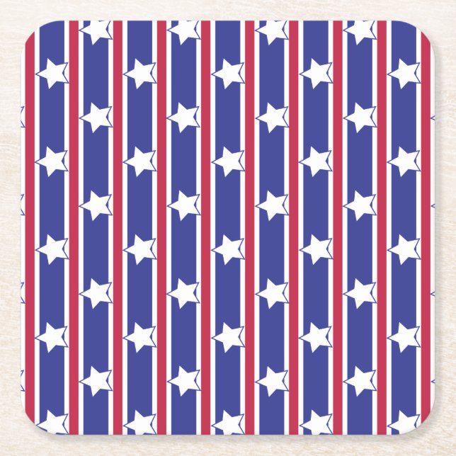 Roligt och Finare Patriotic Stars och stripes Underlägg Papper Kvadrat (Framsidan)
