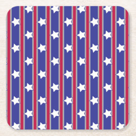 Roligt och Finare Patriotic Stars och stripes Underlägg Papper Kvadrat