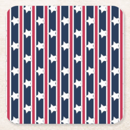 Roligt och Finare Patriotic Stars och stripes Underlägg Papper Kvadrat