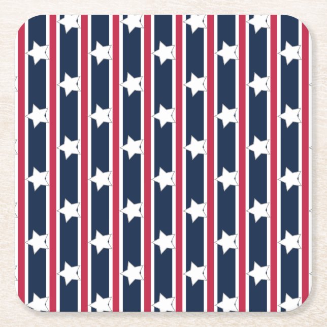 Roligt och Finare Patriotic Stars och stripes Underlägg Papper Kvadrat (Framsidan)