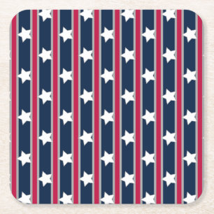Roligt och Finare Patriotic Stars och stripes Underlägg Papper Kvadrat